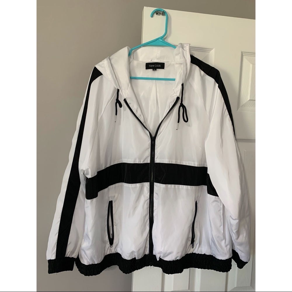 New Look White & Black Windbreaker Jacket Size 3x